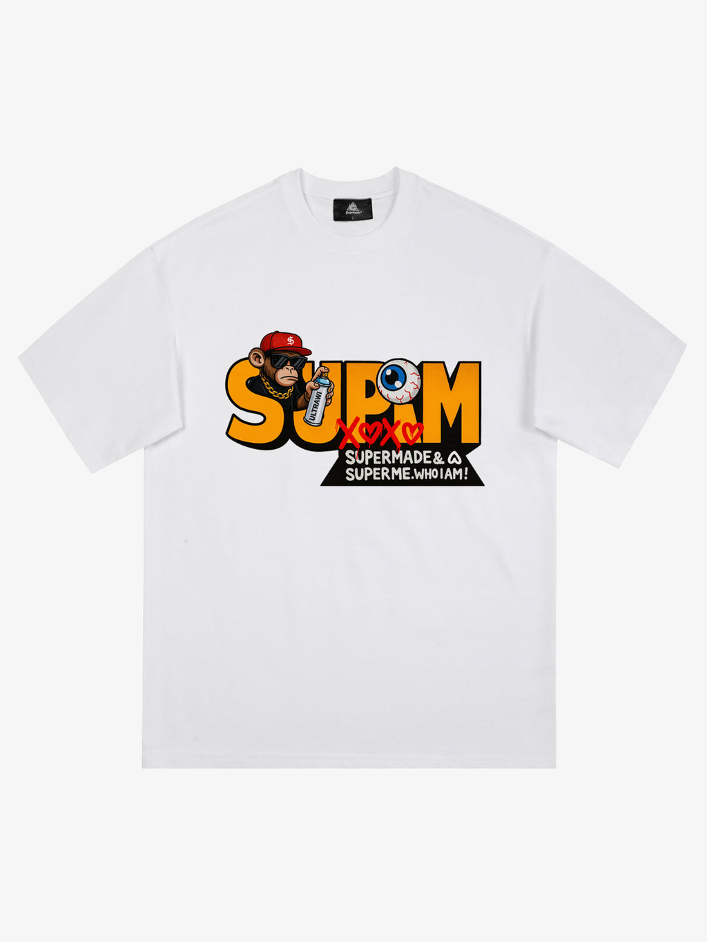 SUPM Trendy Hip-Hop Monkey Graffiti Font T-Shirt