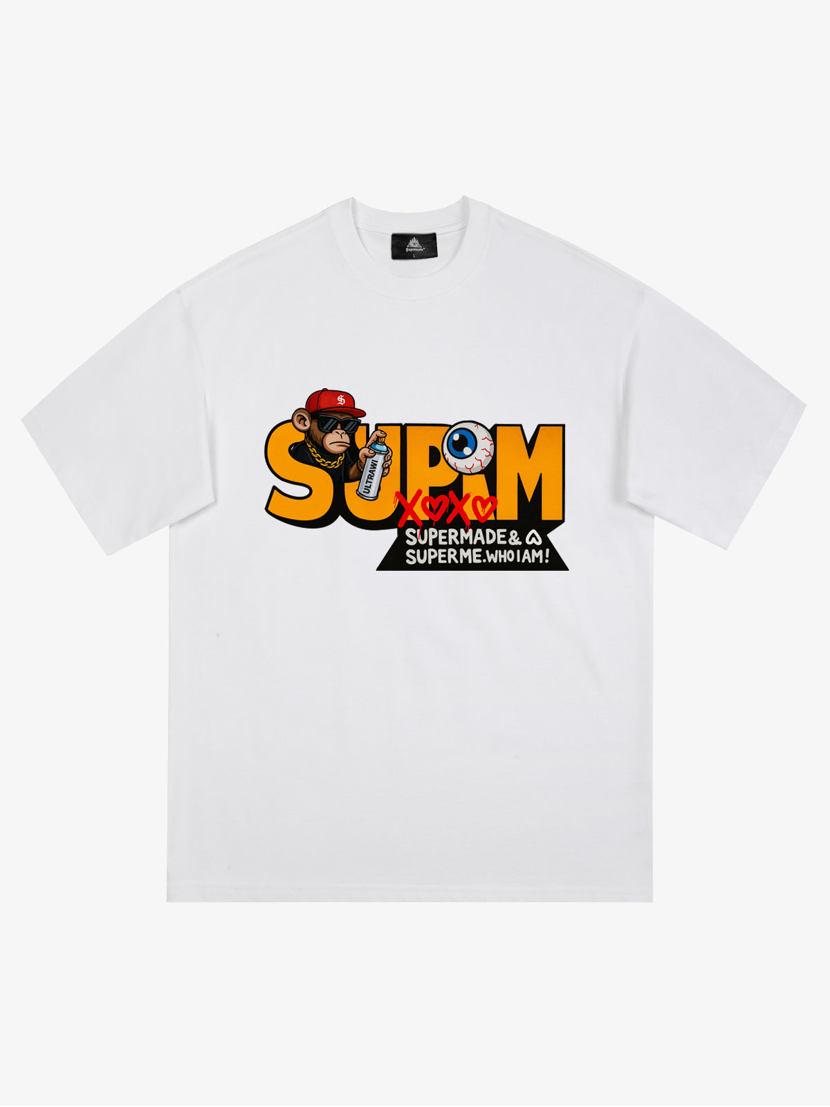 SUPM Trendy Hip-Hop Monkey Graffiti Font T-Shirt