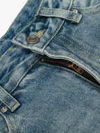 Retro Washed Side Striped Barrel Denim Jeans