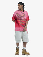 Washed Graffiti Text Print Spray Effect T-Shirt - 2614