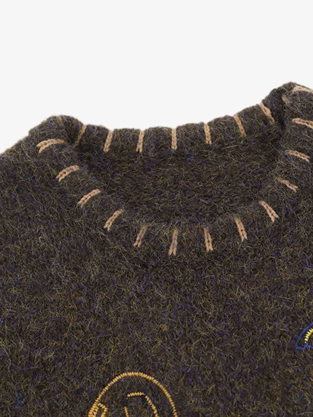 Vintage Embroidered Graphic Knit Sweater Vest