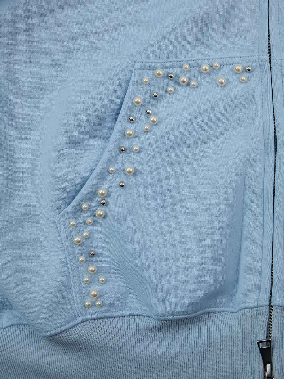 precipice Pearl Embellished Zip Up Set - 2596