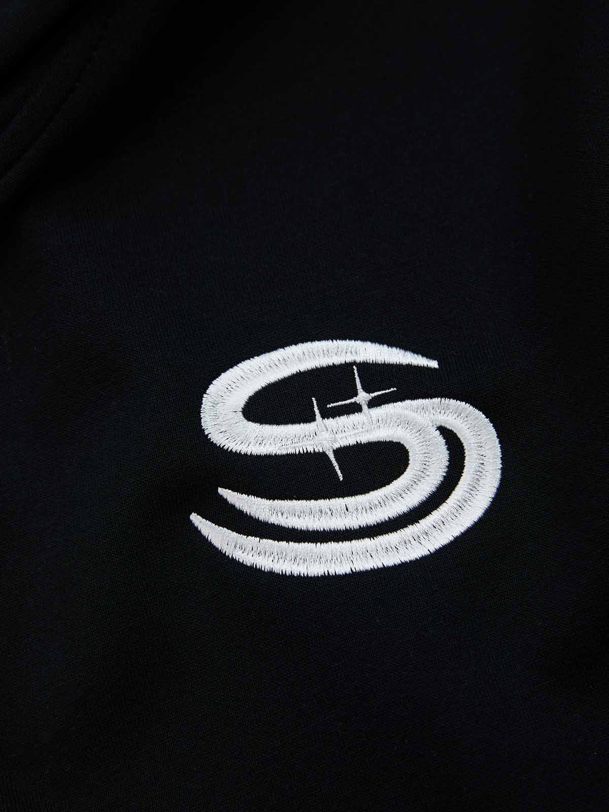 Gothic Letter Cross Embroidery Zip Up Hoodie and Sweatpants Set