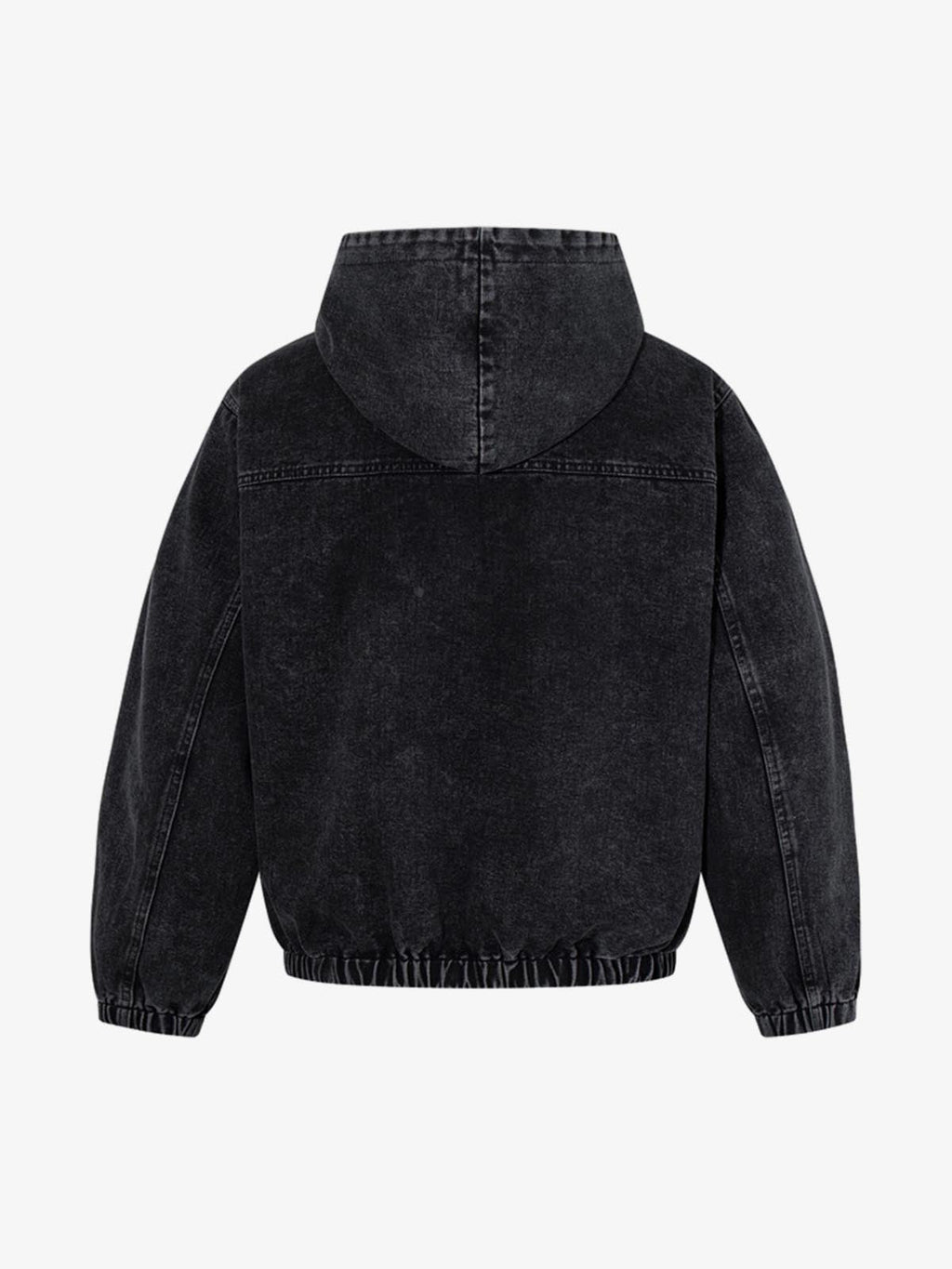 Vintage Washed Denim Metal Toggle Detail Pullover Hoodie