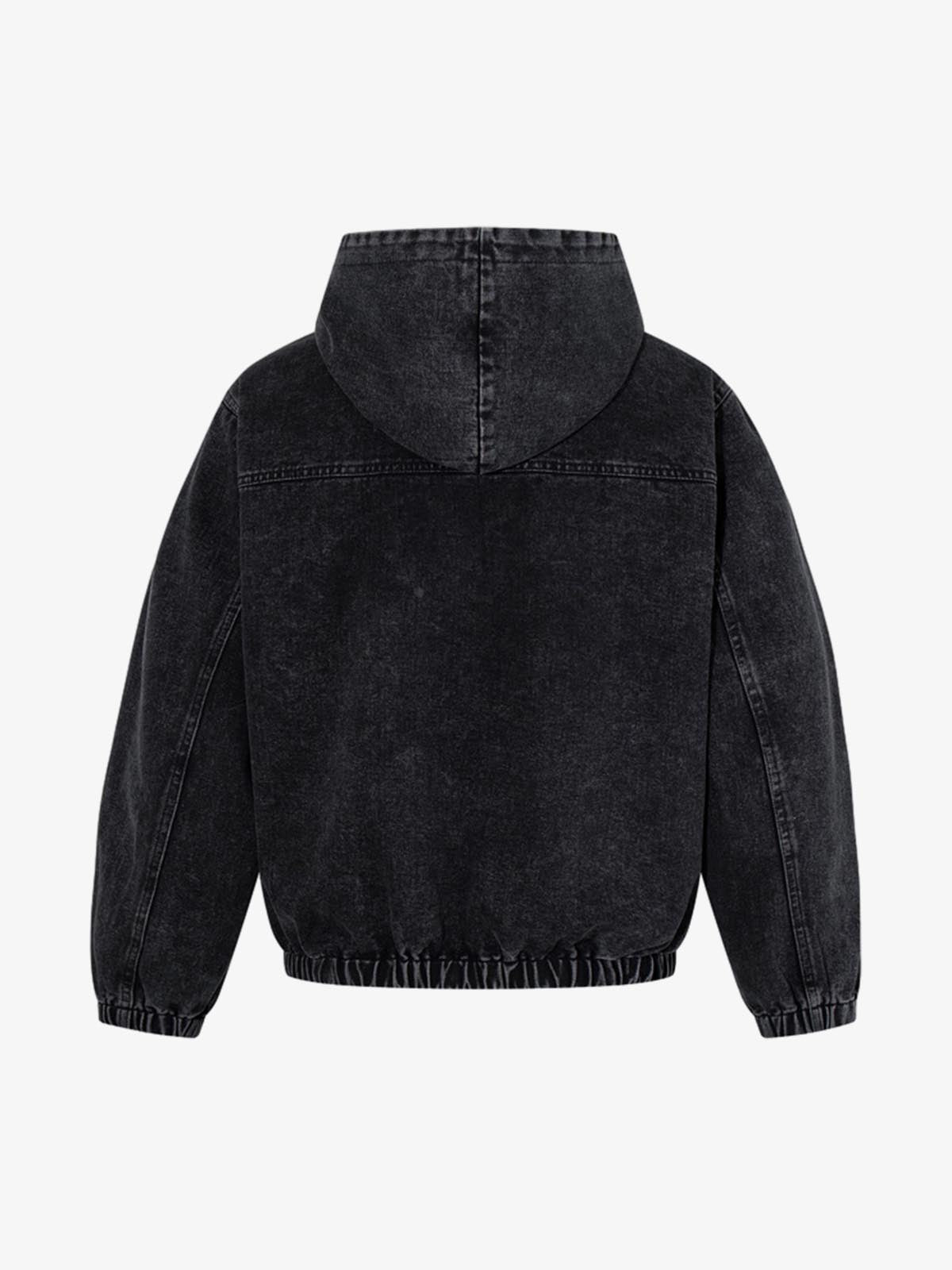 Vintage Washed Denim Metal Toggle Detail Pullover Hoodie
