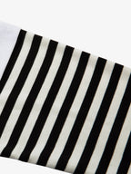 Cartoon Print Striped Sleeve Faux Two-Piece Long-Sleeve T-Shirt
