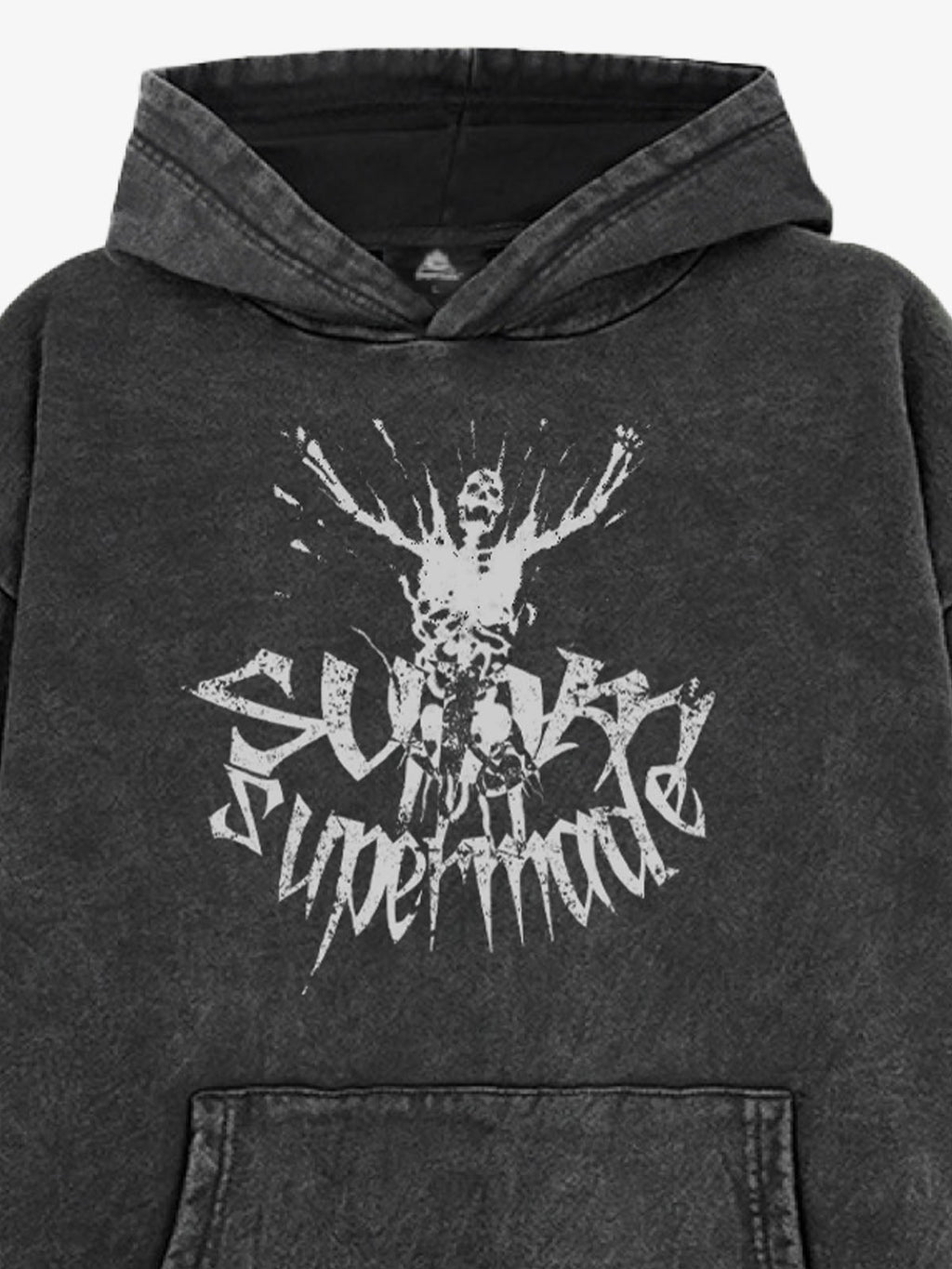 Gothic Devil Graphic Washed Hoodie