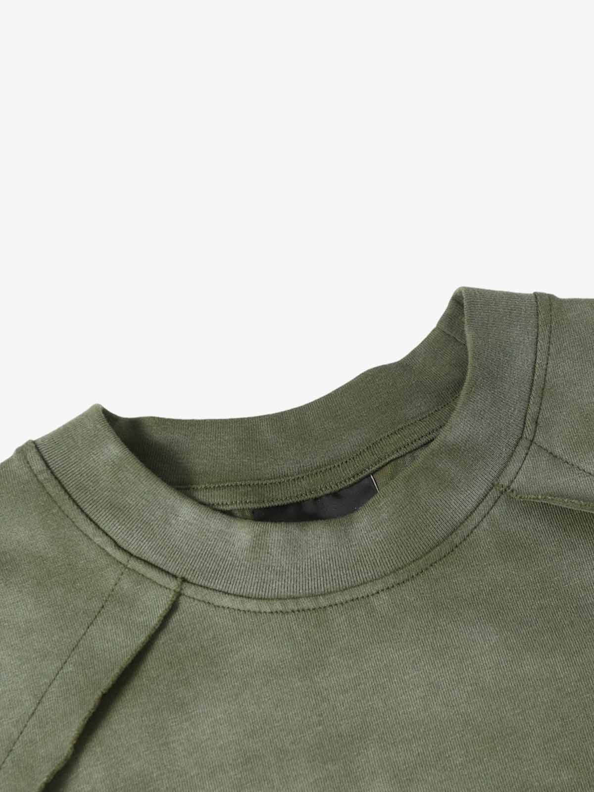 Spray Washed Raw Edge Raglan Knit T-Shirt