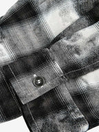Vintage Wash Plaid Spray Dye Raw Hem Shirt