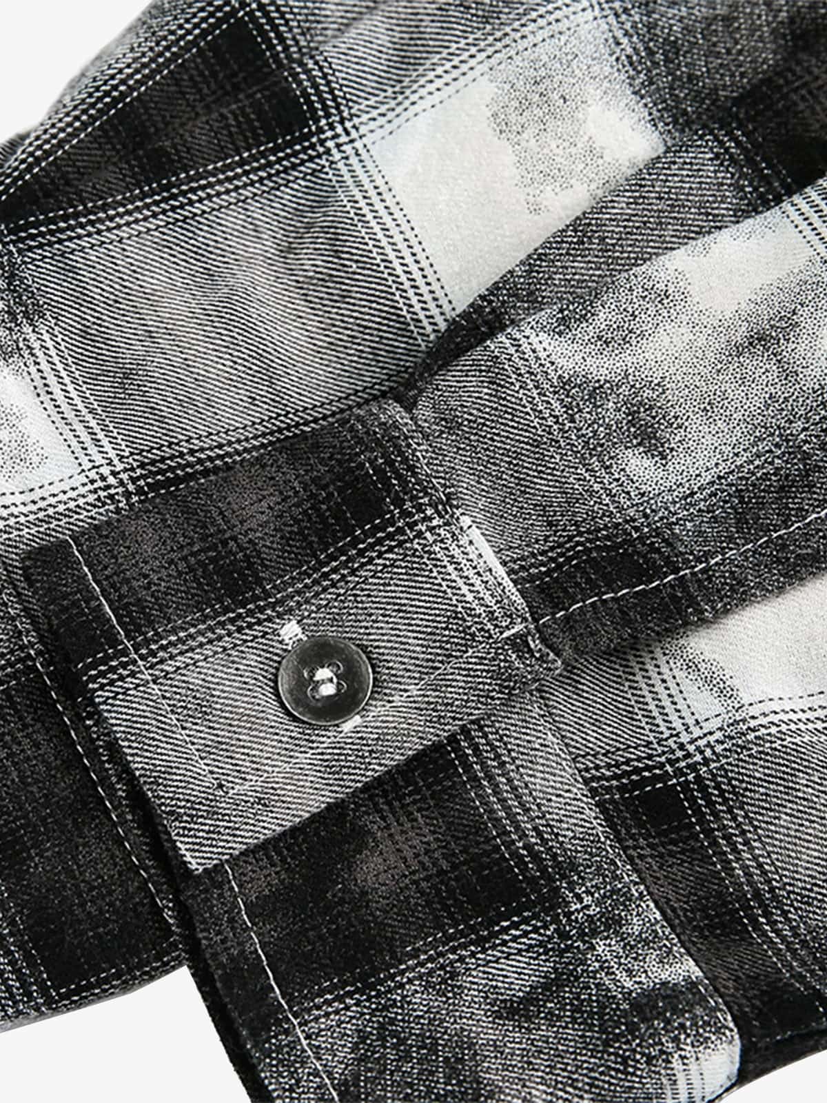 Vintage Wash Plaid Spray Dye Raw Hem Shirt
