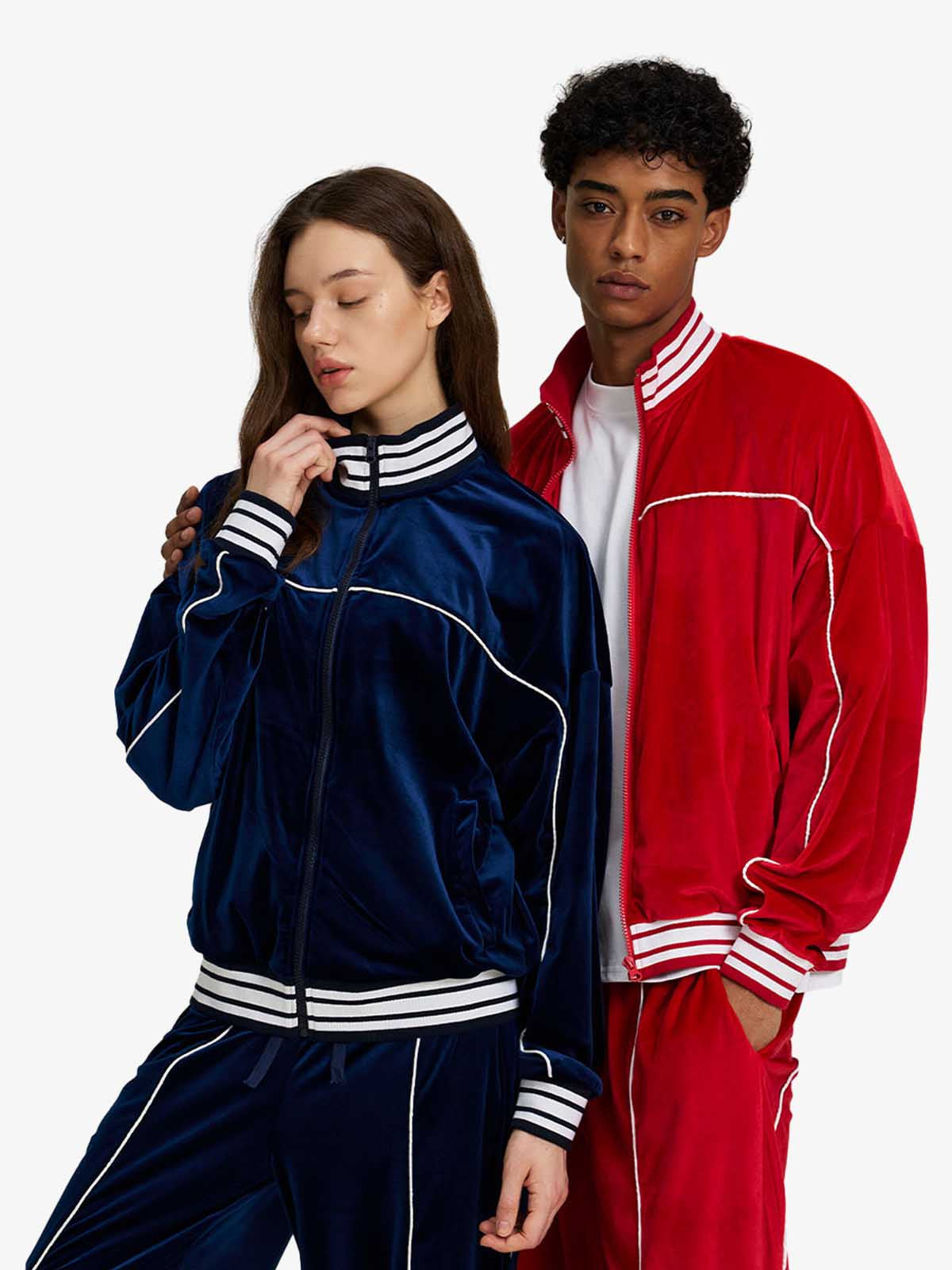 Velour Piping Panel Track Jacket