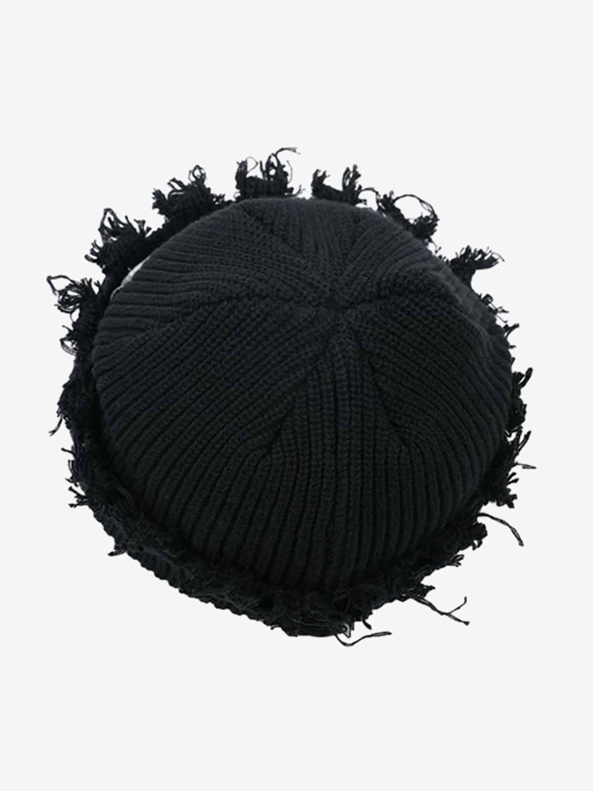 Distressed Denim Patchwork Beanie