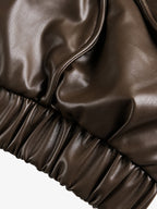 Retro Brown Faux Leather Zip-Up Bomber Jacket