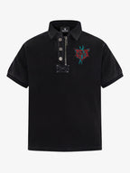 Embroidered Graphic Zip Polo Shirt