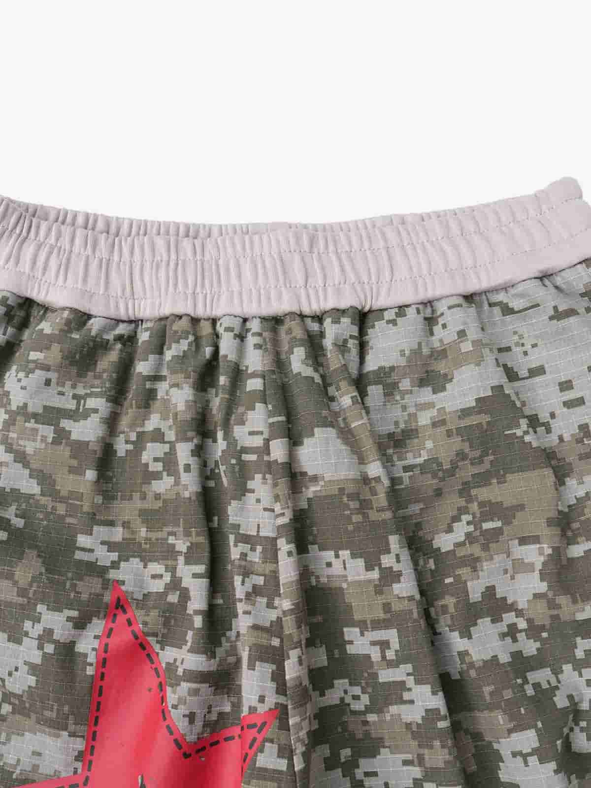 Retro Camouflage Star Patch Colorblock Casual Pants