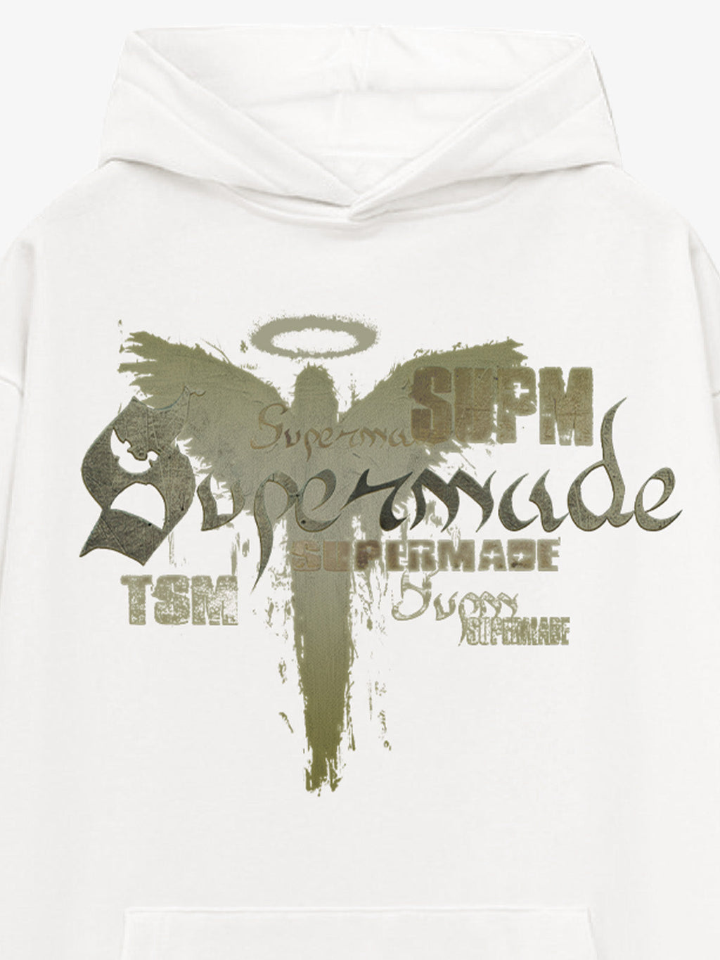 Vintage Washed Angel Halo Distressed Letter Graphic Hoodie
