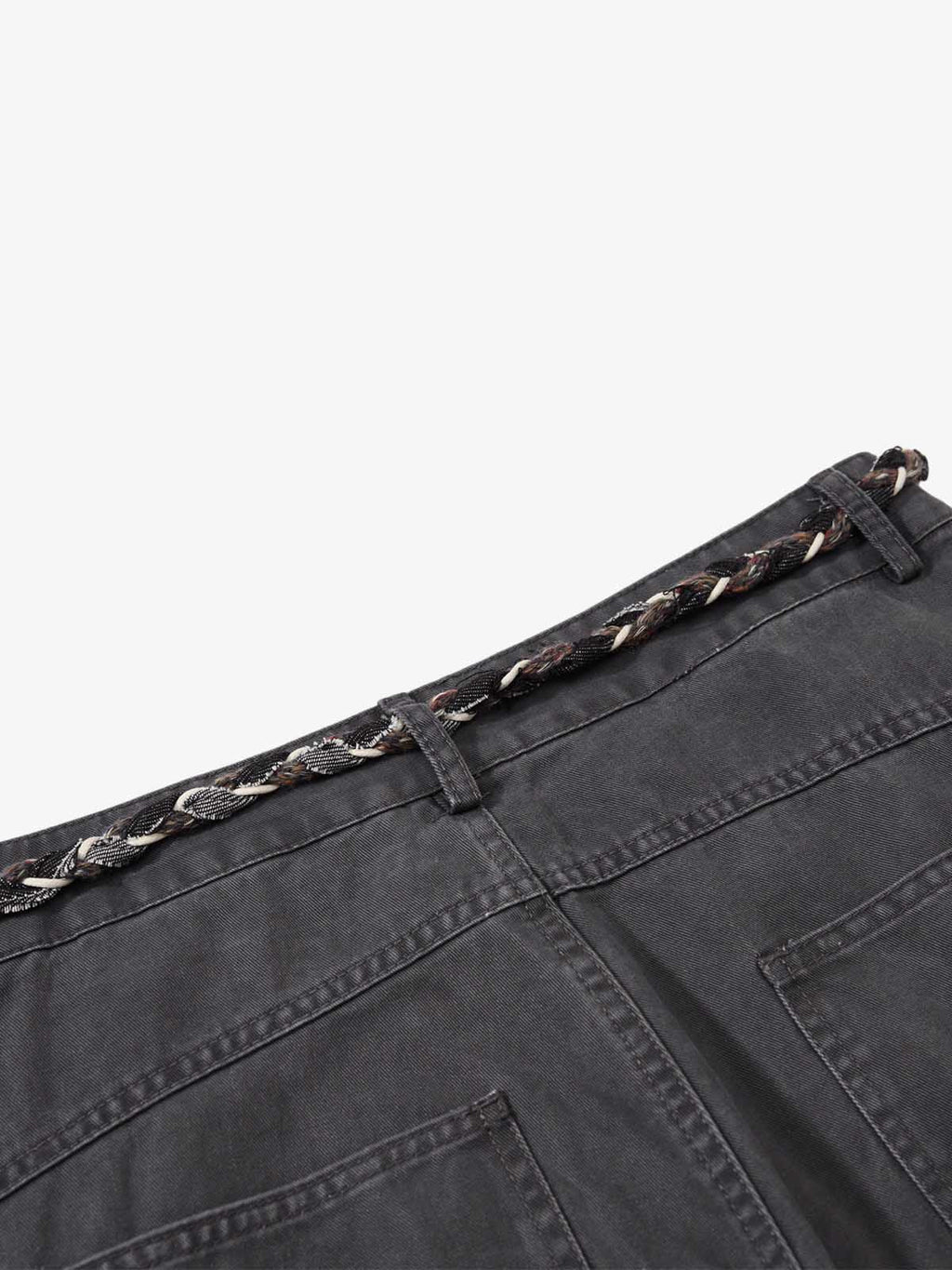 Washed Cargo Webbing Barrel Pants
