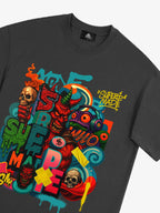 Trendy Multicolor Graffiti Skull Graphic T-Shirt