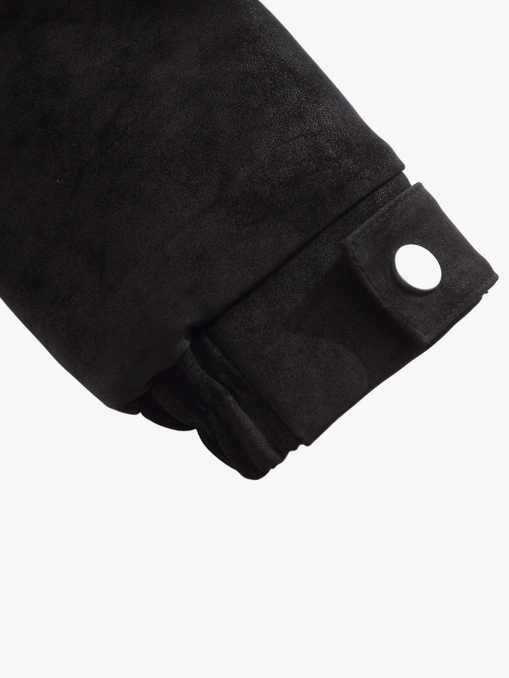 Retro Suede Texture Shearling Collar Fleece Bomber Jacket
