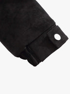 Retro Suede Texture Shearling Collar Fleece Bomber Jacket