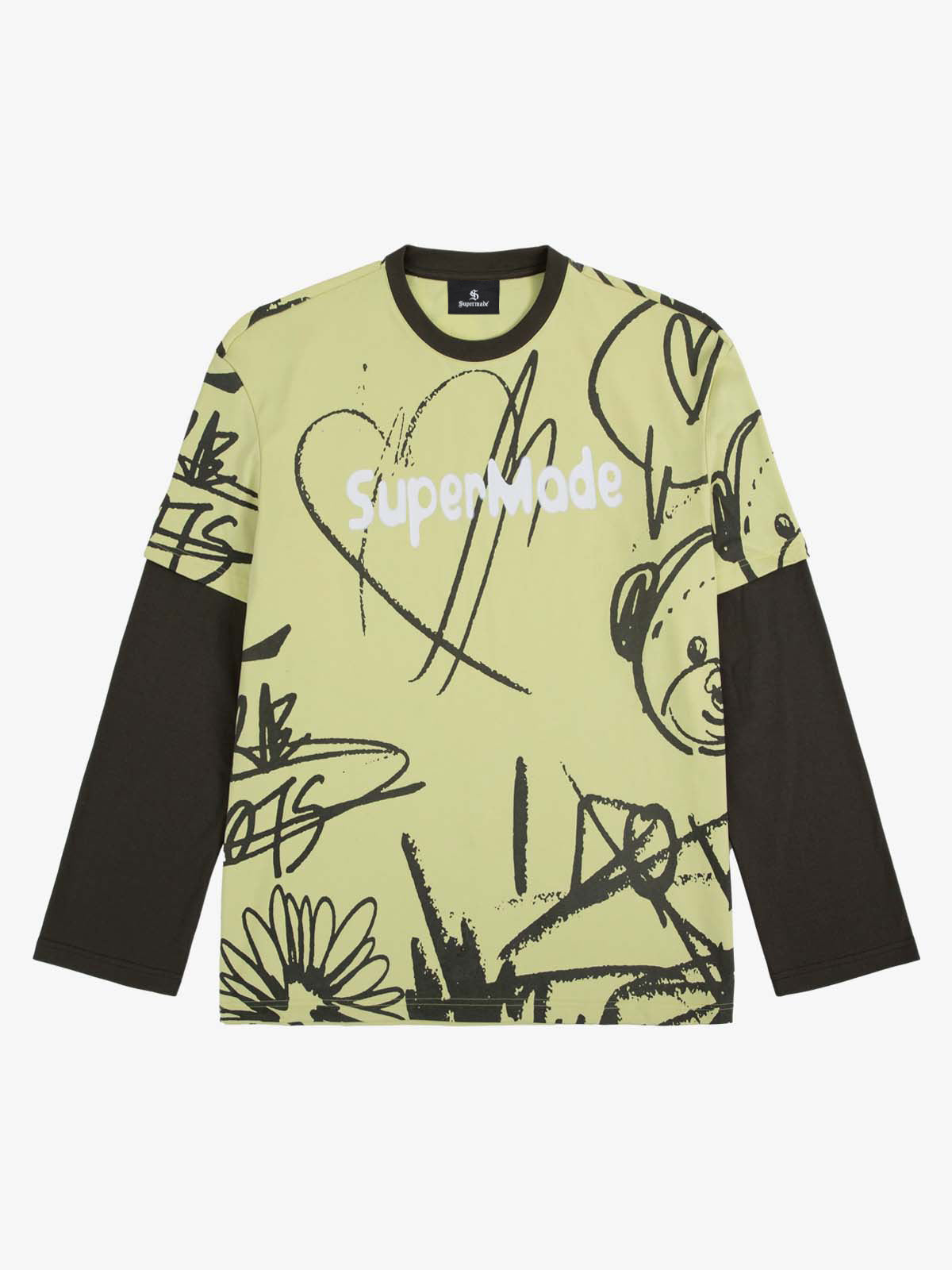 Doodle Graphic Layered Sleeve T Shirt