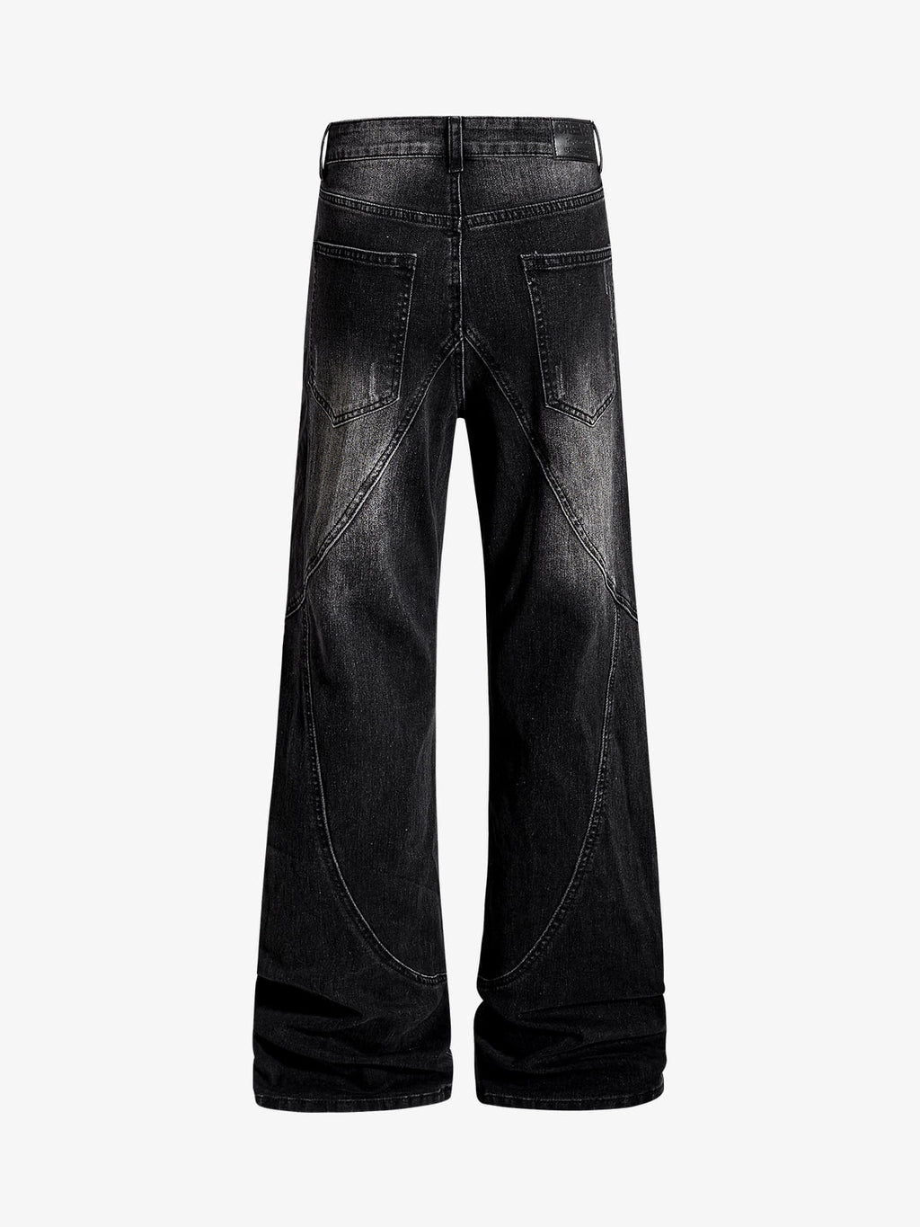 Vintage Washed Asymmetric Panel Stitch Jeans