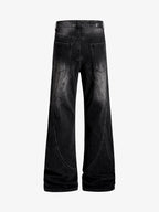 Vintage Washed Asymmetric Panel Stitch Jeans