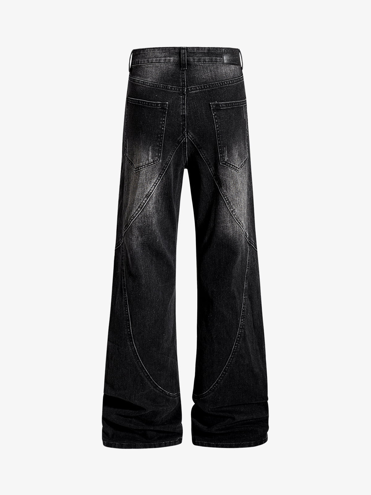 Vintage Washed Asymmetric Panel Stitch Jeans