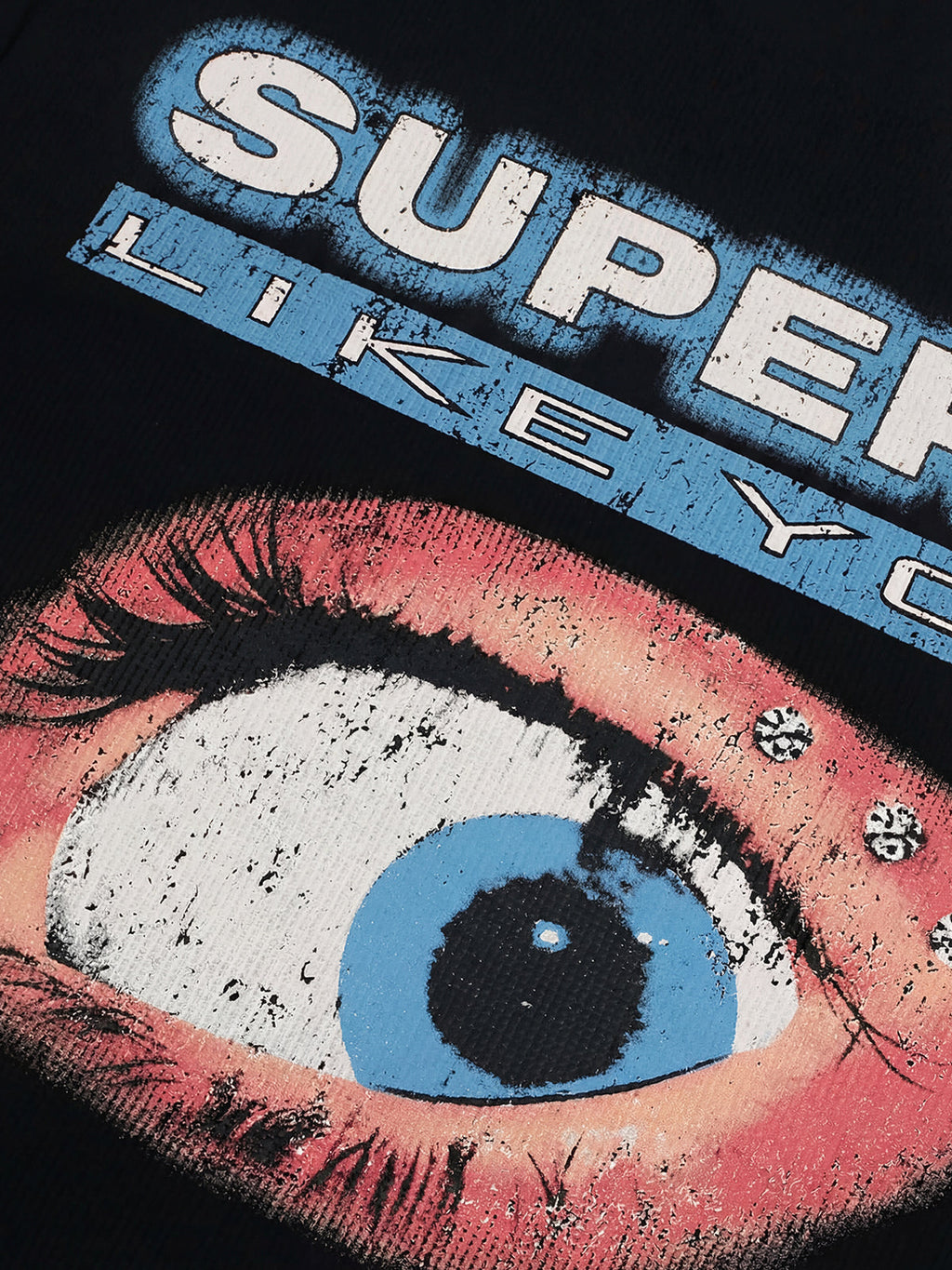 Waffle Knit Eye Graphic Letter Print T-Shirt
