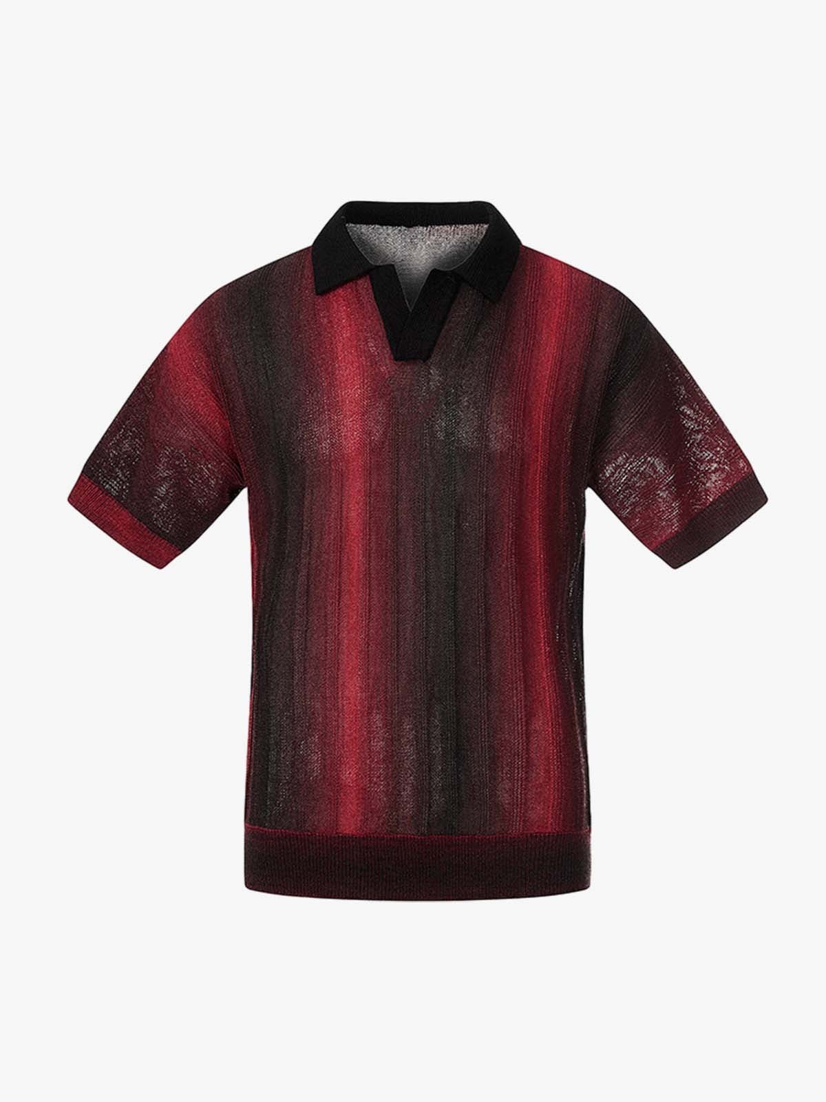 Gradient Textured Knit Polo Shirt