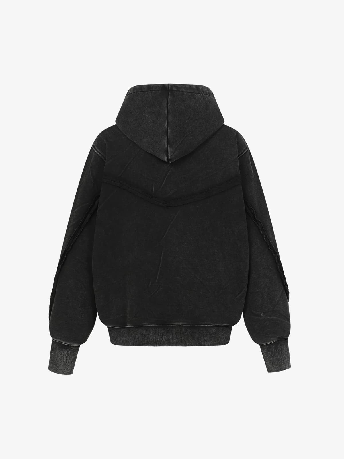 Retro Asymmetric Zip Up Deconstructed Hoodie