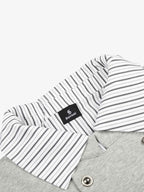 Button Detail Striped Panel Faux Layered Jacket