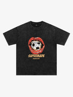 Soccer Ball Lips Graphic T-Shirt