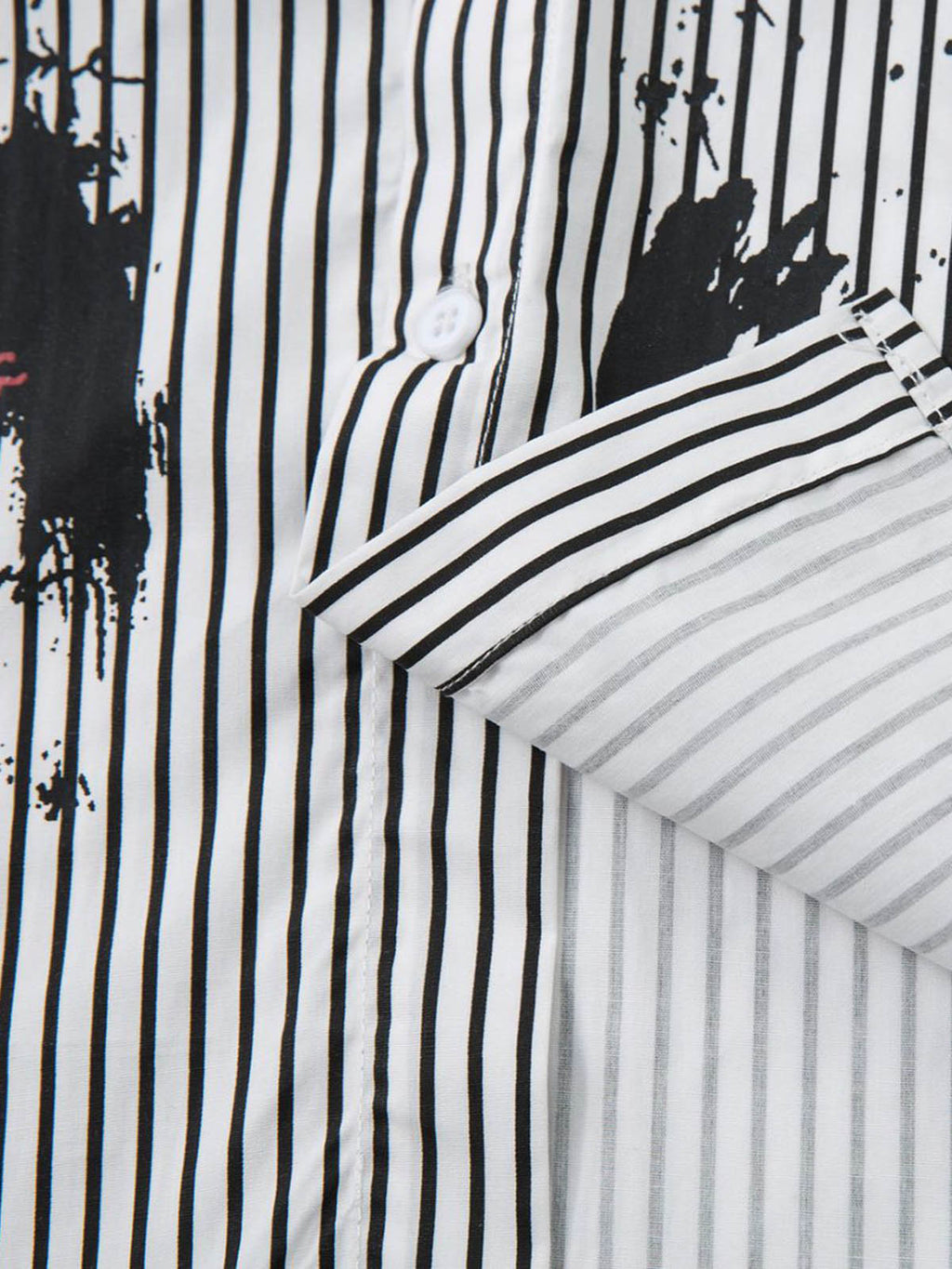 Street Dark Faux Two-Piece Striped Shirt - 2514