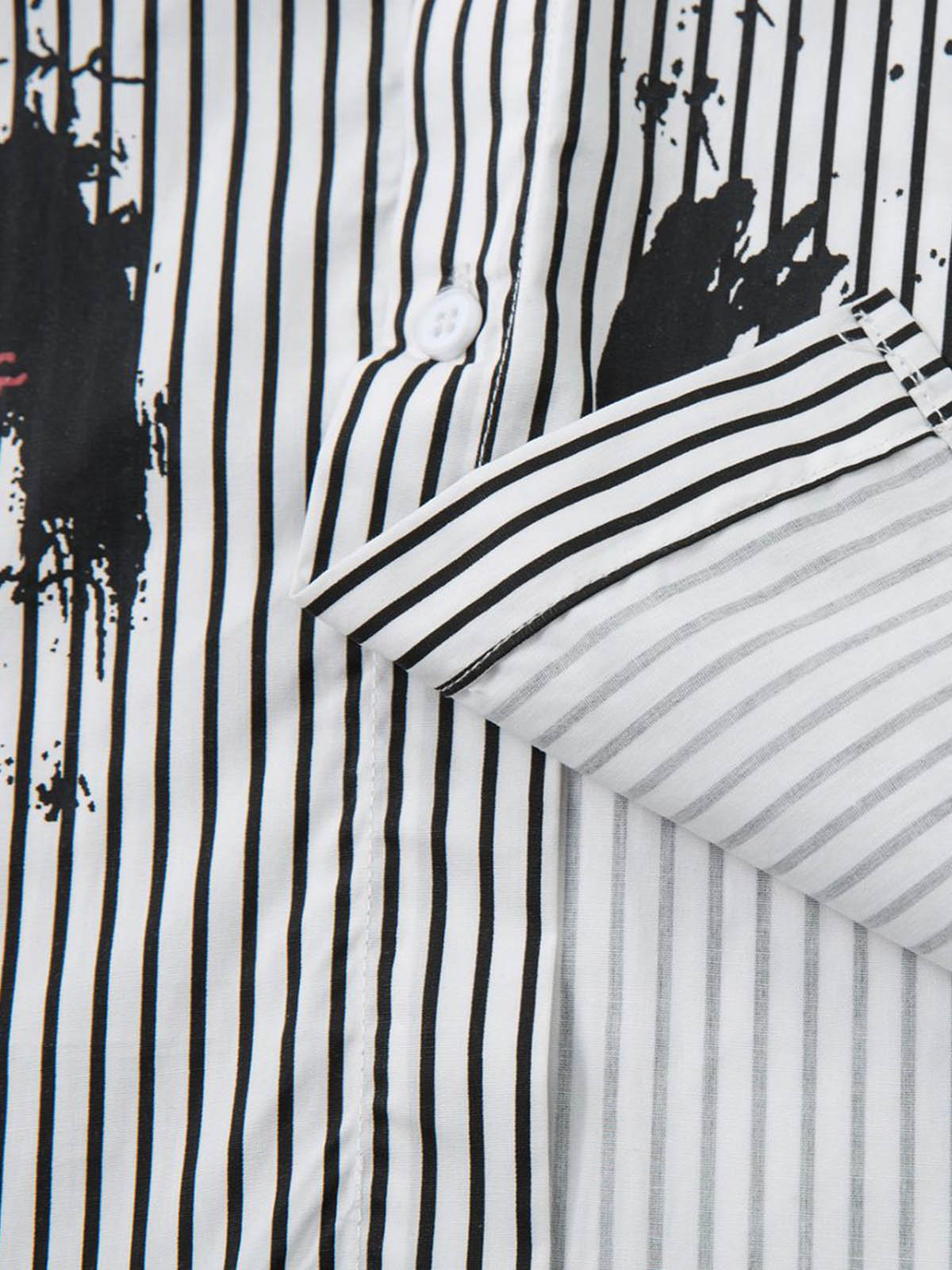 Street Dark Faux Two-Piece Striped Shirt - 2514