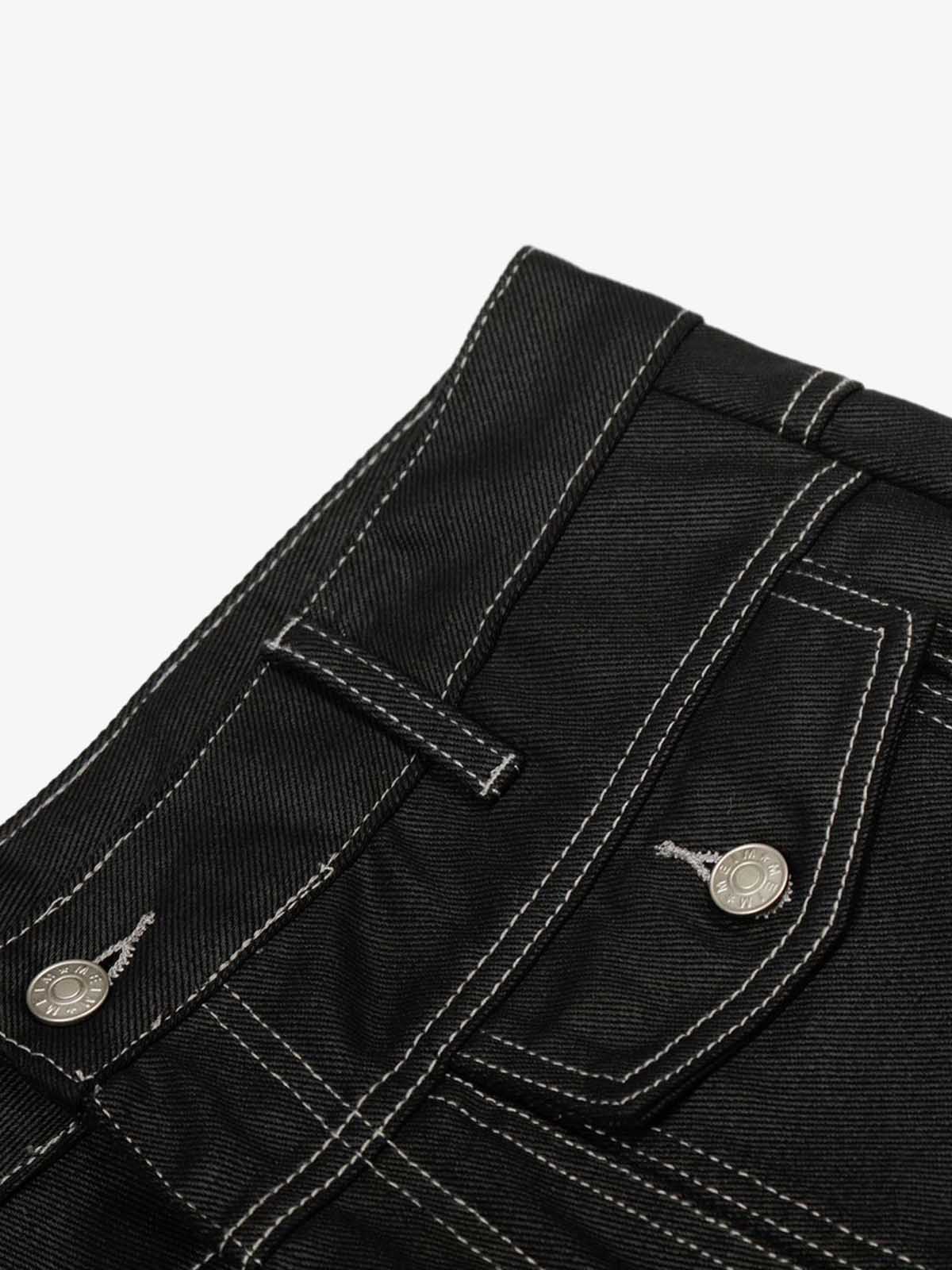 Contrast Stitch High-Waist Wide-Leg Barrel Jeans