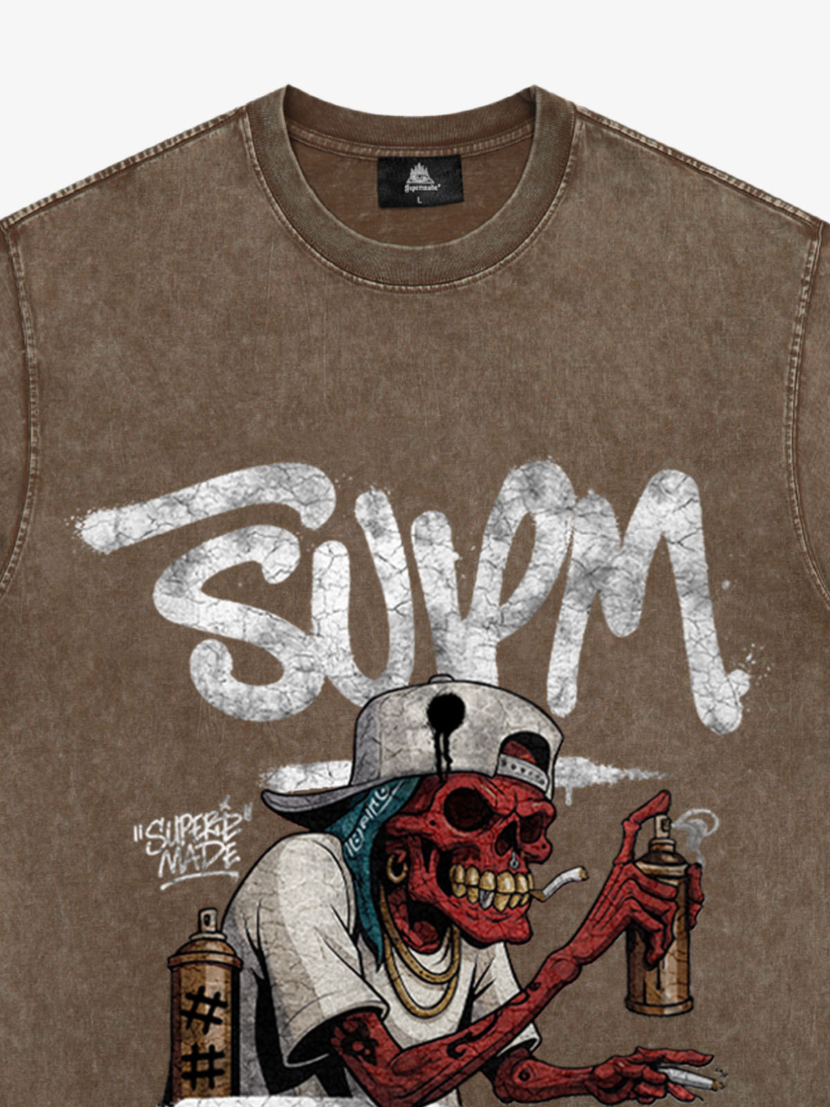 Street Trendy Skull Spray-Paint Graffiti Master T-Shirt