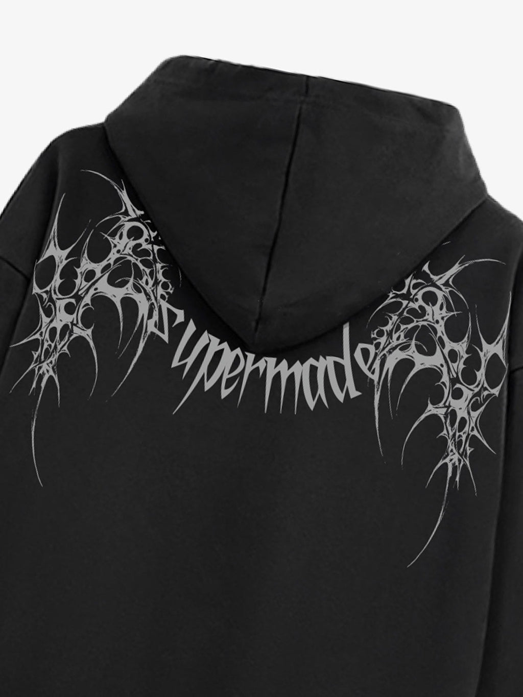 Washed Gothic Spike Letter Hoodie