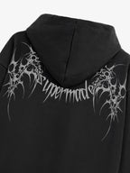 Washed Gothic Spike Letter Hoodie