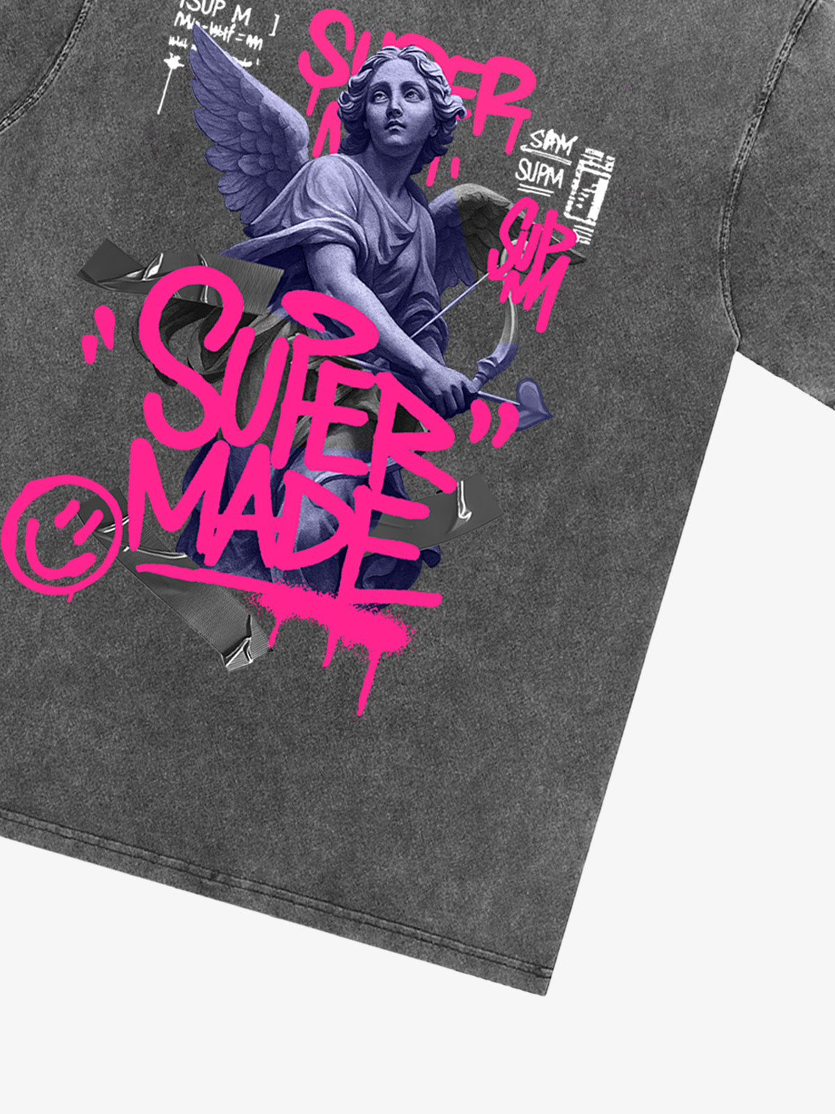 Street Pink Lucky Angel Graphic Design T-Shirt