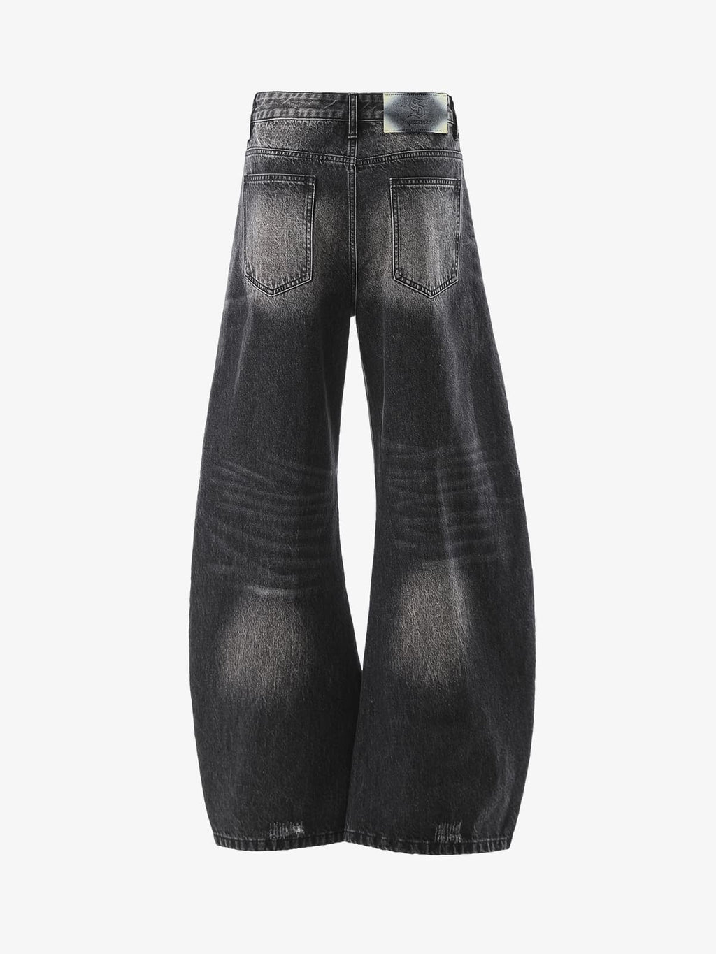 Vintage Washed Distressed Whisker Barrel Jeans