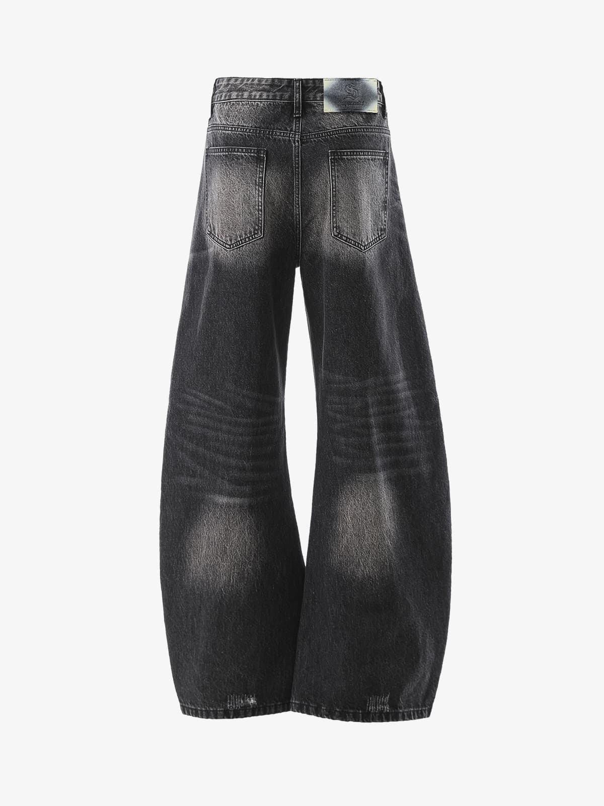 Vintage Washed Distressed Whisker Barrel Jeans