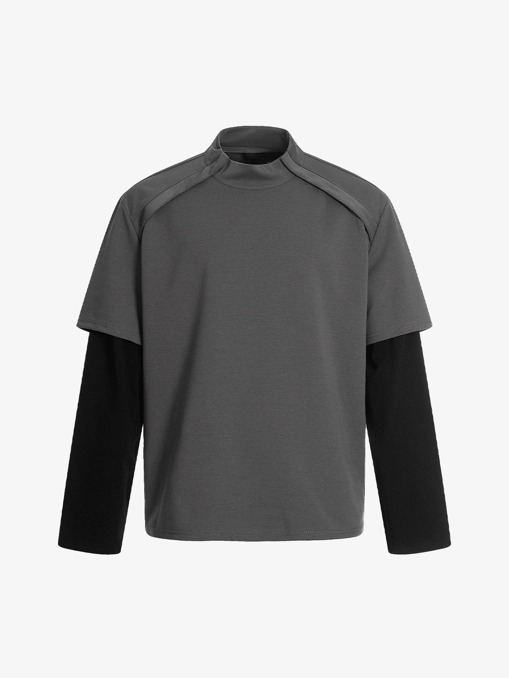 Mock Neck Layered Long Sleeve T Shirt