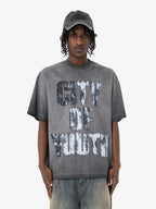 Vintage Gradient Spray Letter Print T-Shirt