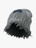 Distressed Denim Patchwork Beanie