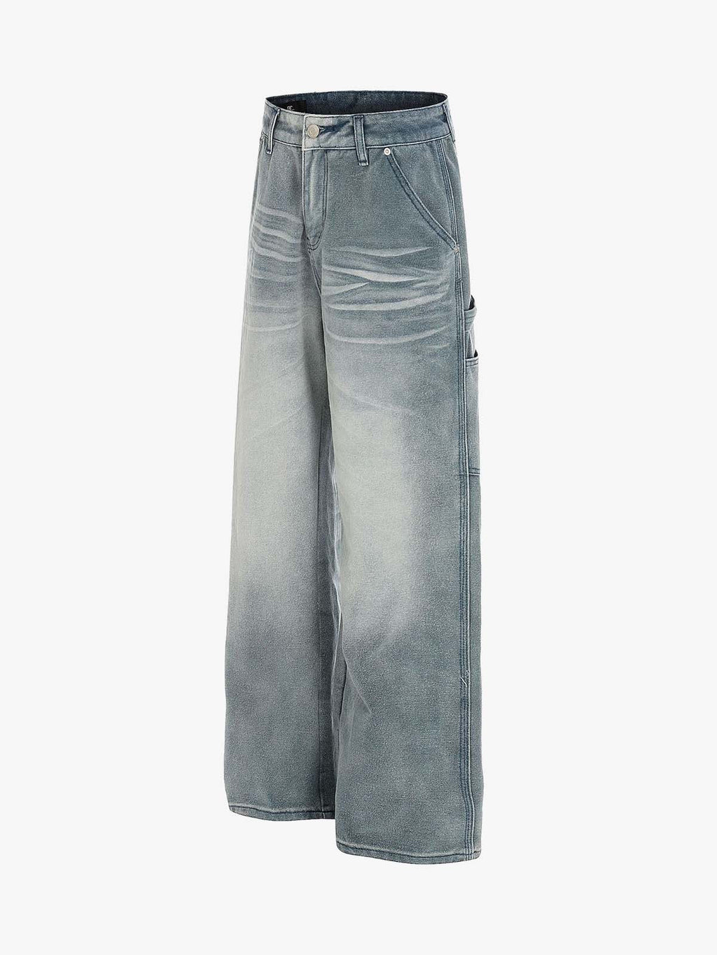 Vintage Washed Ruched Detail Utility Jeans