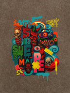 Trendy Multicolor Graffiti Skull Graphic T-Shirt