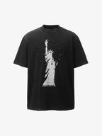 Statue of Liberty Print and Star Details T-Shirt