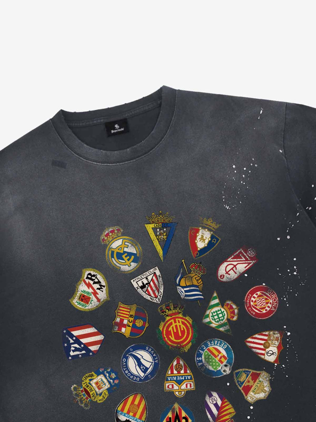 Distressed Ink Splatter Team Logo Graphic T-Shirt