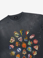 Distressed Ink Splatter Team Logo Graphic T-Shirt